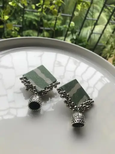 [147] Indigo Ghungroo Square Jhumka_147