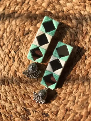 [152] Mirror & Jhumka Statement Earrings_152