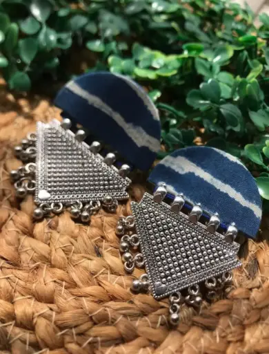[153] Tribal Taar Indigo Fusion Earrings_153