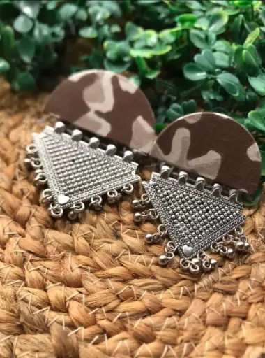 [157] Tribal Taar Indigo Fusion Earrings_157