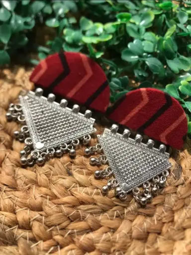 [158] Tribal Taar Indigo Fusion Earrings_158