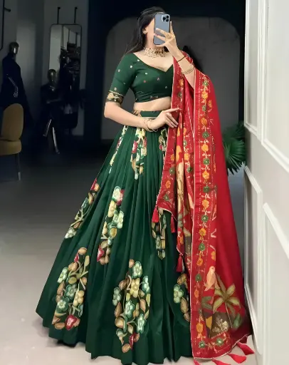 [161] Forest Bloom Chaniya Choli with Crimson Charm Dupatta_161