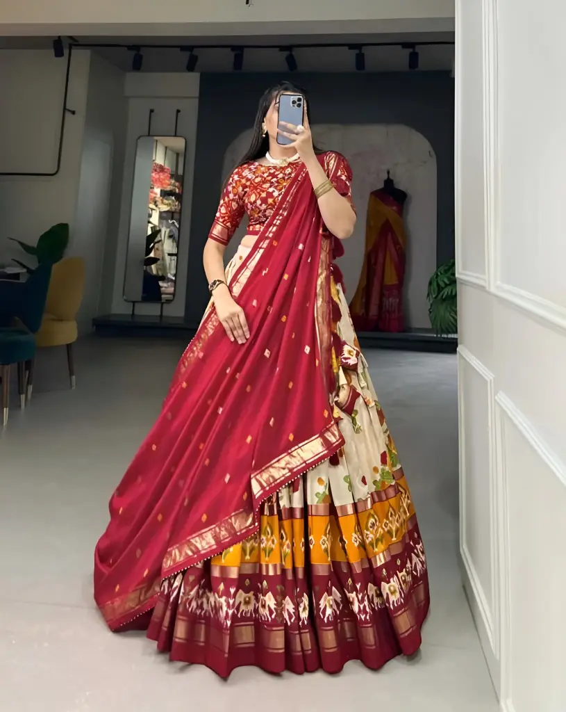 [164] Rajwadi Ruby Red Patola Chaniya Choli_164