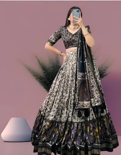 [168] Aarohi Antique Black Kalamkari Chaniya Choli_168