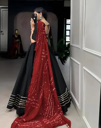 [182] Black Chaniya Choli with Mirror Work Dupatta_182