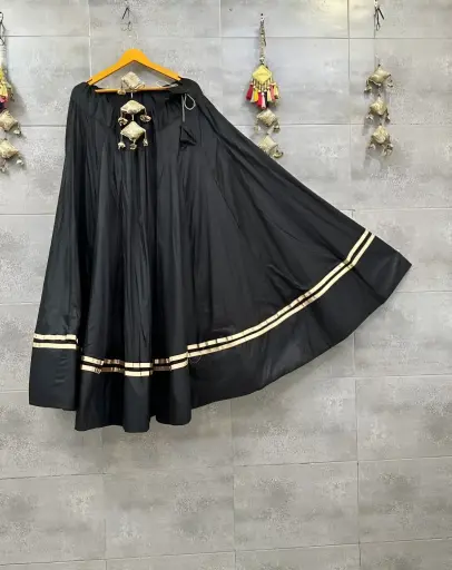  Radiance Silk Flared Lehenga with Golden Border_187