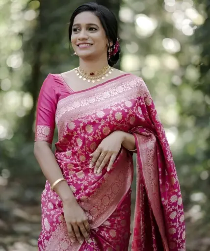 [189] Royal Orchid Pink & Gold Kanjeevaram Silk Saree_189