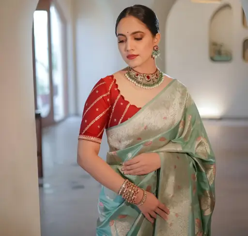 [193] Elegant Mint Green Kanjeevaram Silk Saree_193