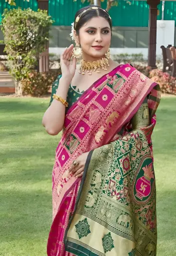 [214] Regal Rose Banarasi Silk Saree_214