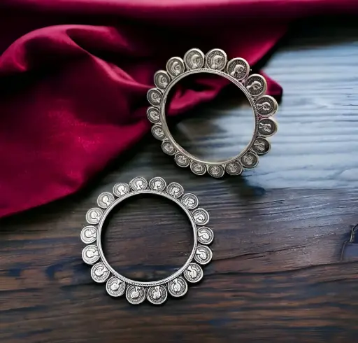 [220] Tribal Echoes Oxidised Silver Bangles_220