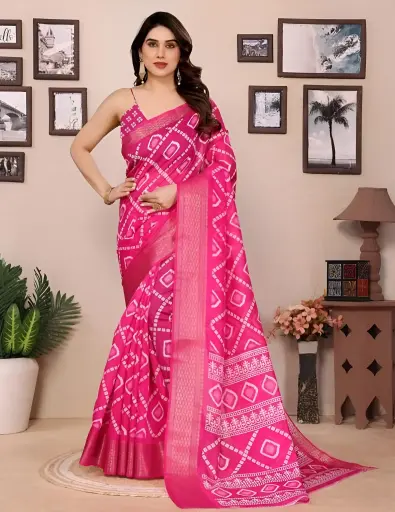 Vibrant Bandhani Cotton Saree_240