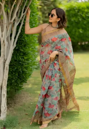 [253] Elegant Cotton Saree with Zari Border