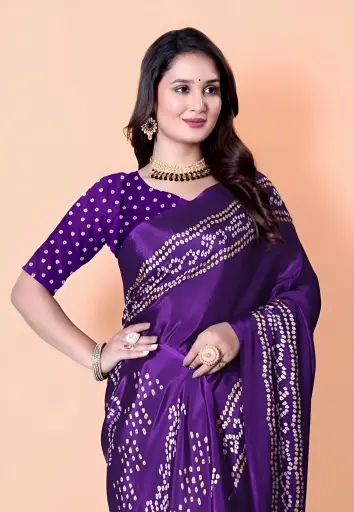 [256] Rani Bandhani Cotton Saree with Zari Border