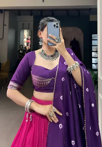 [269] Magenta Purple Patola Zari Lehenga Set