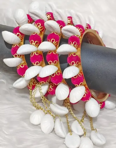 Shell & Pom-Pom Bangles