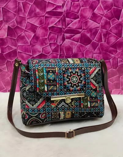 [310] Ethnic Geometric Print Crossbody Bag