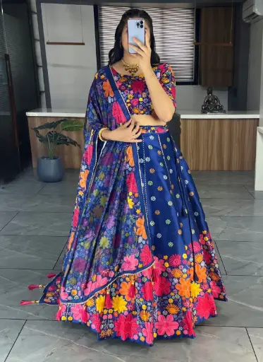 [315] Vibrant Floral Print Lehenga Choli