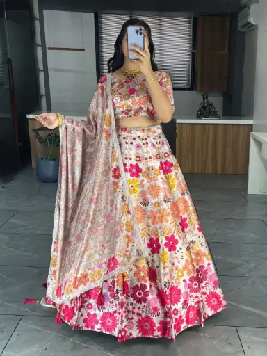 [319]  Garden Blossom Silk Lehenga Choli
