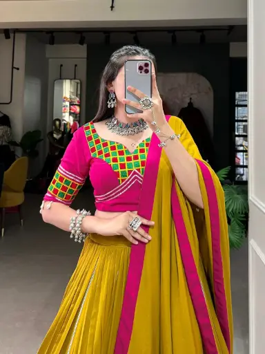 [339]  The Sun-kissed Bandhani Lehenga Choli_RASRANGINI_339