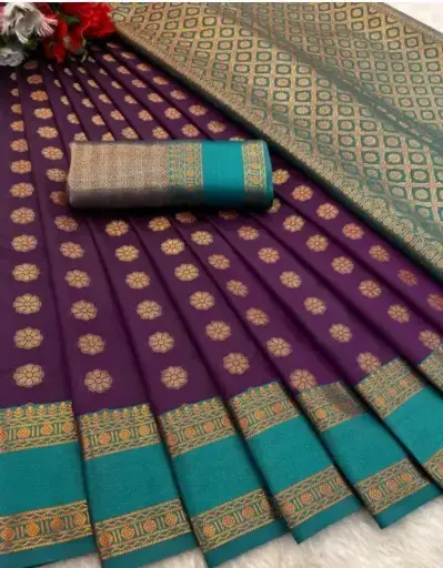 [370] Amethyst & Teal Paithani Silk Saree_370
