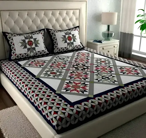 [372] Cotton Rajsthani Jaipuri Double Bed Sheet_372