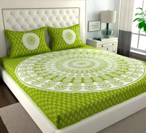 [375] Cotton Rajsthani Jaipuri Double Bed Sheet_375