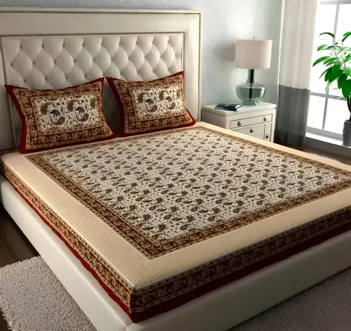 [376] Cotton Rajsthani Jaipuri Double Bed Sheet_376