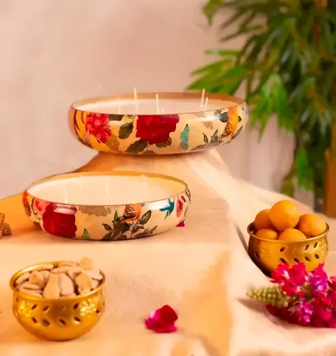 [396] Decorative Aromatherapy Bowl with Wax Candle_396
