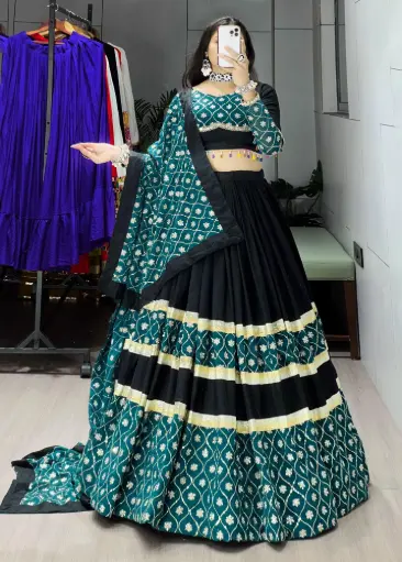 [404] Black & Gold Zari-Work Georgette Lehenga Choli_404