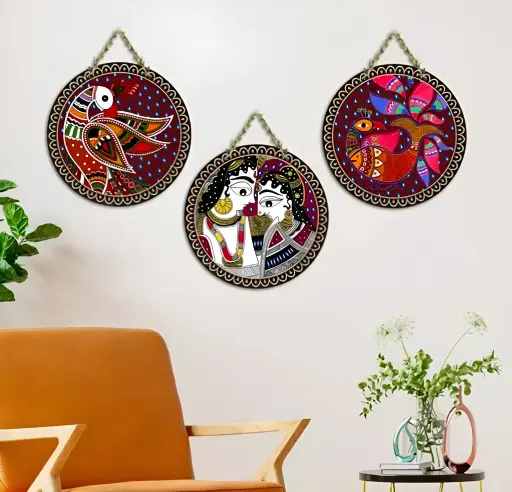 [413] Madhubani Art Wooden Wall Hanging_413