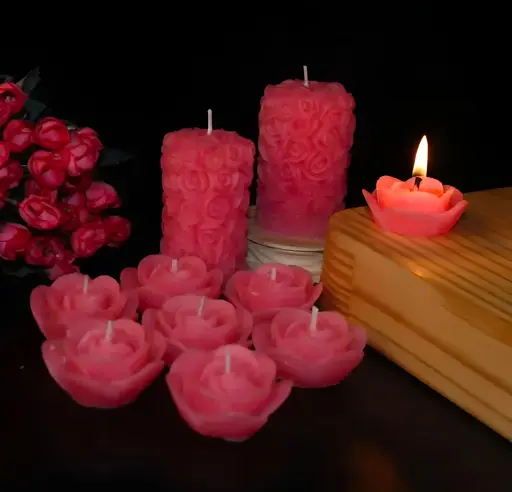 [417] Floating Rose & Pillar Candles_417