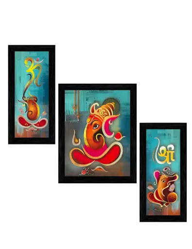 [429] ganeshji Set of 3 Elegant Painting without glass_429