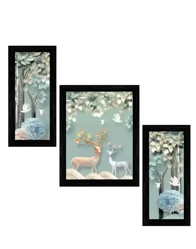 [431] Nature Set of 3 Elegant Painting without glass_431
