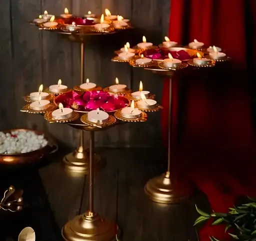[438] Floral Diya Set for Home Decor_438