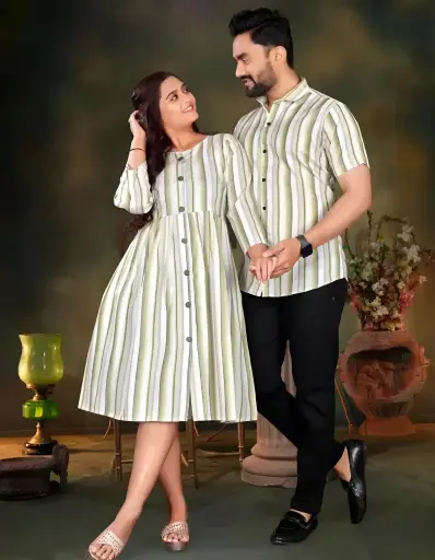 [487] Couple Combo Mens Shirt & One Piece Dress for women_487