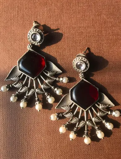Leaves with peral earrings_504