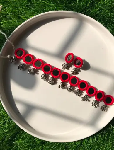 Round Mirror Thread Necklace_507