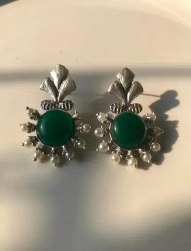 [508] Stone with pearl Earrings_508