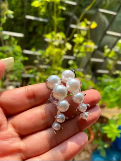 [511] Pearl Oxidised Earring_511