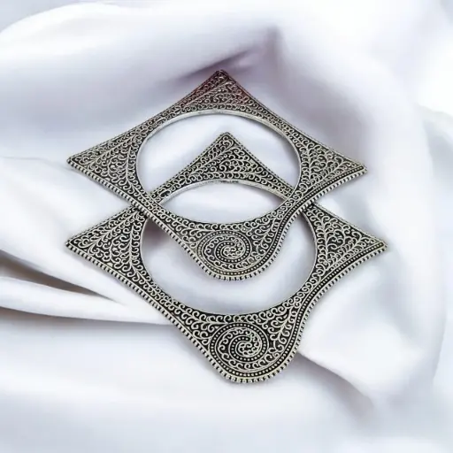 piral Swirl Oxidized Square Bangles (Set of 2)(I)